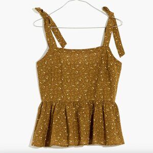 Madewell Rosalie Tie-Strap Top in Daisy Stitch size M, Weathered Olive